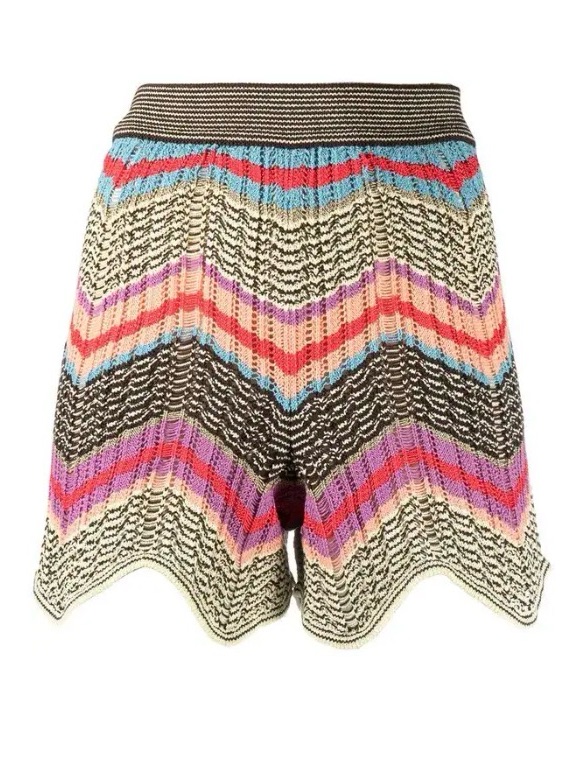 M Missoni Collection Chevron Knit Shorts It 40 / Us S | Multicolor Vguc